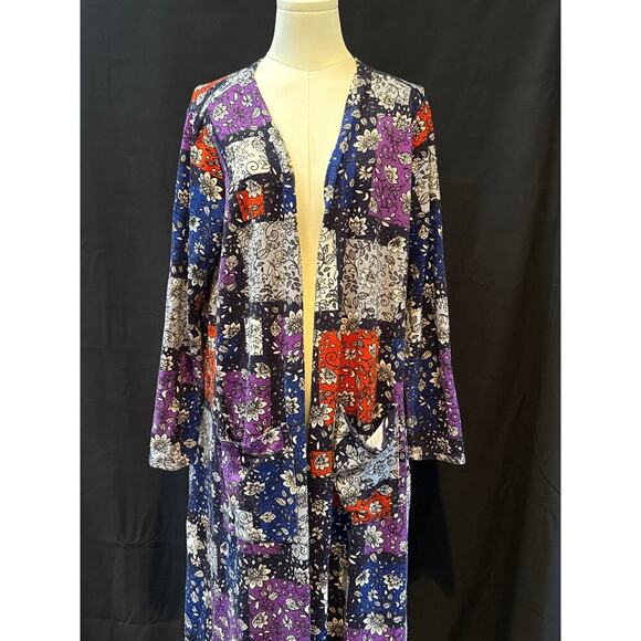 Women’s LulaRoe Long Multicolor Floral Patterned Sweater Cardigan Sz XL - Picture 1 of 4